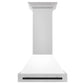 ZLINE Autograph Package - 30 In. Dual Fuel Range and Range Hood in Stainless Steel with White Matte Door and Matte Black Accents, 2AKP-RAWMRH30-MB