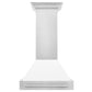 ZLINE 30" Satin Stainless Steel Wall Mount Range Hood with White Matte Shell and Stainless Steel Handle, 8654SNX-WM-30