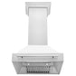 ZLINE 30" Satin Stainless Steel Wall Mount Range Hood with White Matte Shell and Stainless Steel Handle, 8654SNX-WM-30