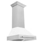 ZLINE 30" Satin Stainless Steel Wall Mount Range Hood with White Matte Shell and Stainless Steel Handle, 8654SNX-WM-30
