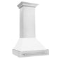 ZLINE 30" Satin Stainless Steel Wall Mount Range Hood with White Matte Shell and Stainless Steel Handle, 8654SNX-WM-30