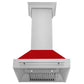 ZLINE 30 Inch Stainless Steel Range Hood with Red Matte Shell and Stainless Steel Handle, 8654STX-RM-30