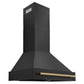 ZLINE Autograph Package - 30 In. Gas Range, Range Hood in Black Stainless Steel with Champagne Bronze Accents, 2AKP-SGRBRH30-CB