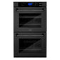 ZLINE Package - 30" Rangetop, Range Hood, Refrigerator, Double Wall Oven in Black Stainless