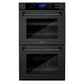 ZLINE 4-Piece Appliance Package - 36 In. Rangetop, Range Hood, Refrigerator, and Double Wall Oven in Black Stainless Steel, 4KPR-RTBRH36-AWD