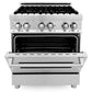 ZLINE Appliance Package - 30 In. Dual Fuel Range, Refrigerator with Water and Ice Dispenser, Over the Range Microwave, 3KPRW-RAOTRH30