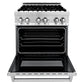ZLINE Package - 30" Dual Fuel Range, Range Hood, Microwave, Dishwasher, Refrigerator with Water & Ice Dispenser