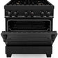 ZLINE Appliance Package - 30 In. Dual Fuel Range, Range Hood, Microwave and Dishwasher in Black Stainless Steel, 4KP-RABRH30-MWDWV