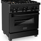 ZLINE Appliance Package - 30 In. Dual Fuel Range, Range Hood, Dishwasher in Black Stainless Steel, 3KP-RABRH30-DWV