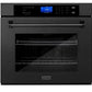 ZLINE 4-Piece Appliance Package - 48 In. Rangetop, Wall Oven, Refrigerator, and Microwave Oven in Black Stainless Steel, 4KPR-RTB48-MWAWS