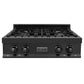 ZLINE 4-Piece Appliance Package - 30 In. Rangetop, Range Hood, Refrigerator, and Wall Oven in Black Stainless Steel, 4KPR-RTBRH30-AWS