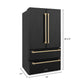 ZLINE Autograph Package - 36" Dual Fuel Range, Range Hood, Refrigerator, Microwave and Dishwasher in Black Stainless Steel with Bronze Accents