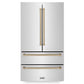 ZLINE Autograph Bronze Package - 36" Rangetop, 36" Range Hood, Dishwasher, Refrigerator, Microwave Oven, Wall Oven