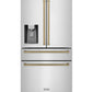 ZLINE Autograph Bronze Package - 36" Rangetop, 36" Range Hood, Dishwasher, Refrigerator with External Water and Ice Dispenser