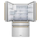 ZLINE Autograph Package - 48" Dual Fuel Range, Hood, Dishwasher, Refrigerator with Water and Ice Dispenser with Bronze Accents