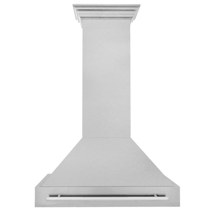 ZLINE 36" Satin Stainless Steel Wall Mount Range Hood with Stainless Steel Handle, 8654SNX-36