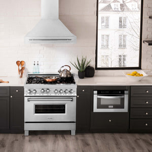 ZLINE 36" Satin Stainless Steel Wall Mount Range Hood with Stainless Steel Handle, 8654SNX-36