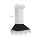 ZLINE 36" Satin Stainless Steel Wall Mount Range Hood with Black Matte Shell and Stainless Steel Handle, 8654SNX-BLM-36