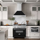 ZLINE 36" Satin Stainless Steel Wall Mount Range Hood with Black Matte Shell and Stainless Steel Handle, 8654SNX-BLM-36