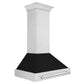 ZLINE 36" Satin Stainless Steel Wall Mount Range Hood with Black Matte Shell and Stainless Steel Handle, 8654SNX-BLM-36