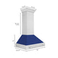 ZLINE 36" Satin Stainless Steel Wall Mount Range Hood with Blue Gloss Shell and Stainless Steel Handle, 8654SNX-BG36