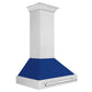 ZLINE 36" Satin Stainless Steel Wall Mount Range Hood with Blue Gloss Shell and Stainless Steel Handle, 8654SNX-BG36