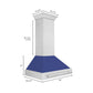 ZLINE 36" Satin Stainless Steel Wall Mount Range Hood with Blue Matte Shell and Stainless Steel Handle, 8654SNX-BM-36