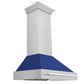 ZLINE 36" Satin Stainless Steel Wall Mount Range Hood with Blue Matte Shell and Stainless Steel Handle, 8654SNX-BM-36