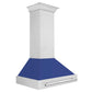 ZLINE 36" Satin Stainless Steel Wall Mount Range Hood with Blue Matte Shell and Stainless Steel Handle, 8654SNX-BM-36