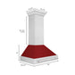 ZLINE 36" Satin Stainless Steel Wall Mount Range Hood with Red Gloss Shell and Stainless Steel Handle, 8654SNX-RG-36