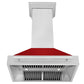 ZLINE 36" Satin Stainless Steel Wall Mount Range Hood with Red Gloss Shell and Stainless Steel Handle, 8654SNX-RG-36