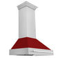ZLINE 36" Satin Stainless Steel Wall Mount Range Hood with Red Gloss Shell and Stainless Steel Handle, 8654SNX-RG-36