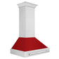 ZLINE 36" Satin Stainless Steel Wall Mount Range Hood with Red Gloss Shell and Stainless Steel Handle, 8654SNX-RG-36