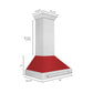 ZLINE 36" Satin Stainless Steel Wall Mount Range Hood with Red Matte Shell and Stainless Steel Handle, 8654SNX-RM-36
