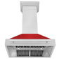 ZLINE 36" Satin Stainless Steel Wall Mount Range Hood with Red Matte Shell and Stainless Steel Handle, 8654SNX-RM-36