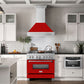 ZLINE 36" Satin Stainless Steel Wall Mount Range Hood with Red Matte Shell and Stainless Steel Handle, 8654SNX-RM-36