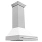 ZLINE 36" Satin Stainless Steel Wall Mount Range Hood with White Matte Shell and Stainless Steel Handle, 8654SNX-WM-36
