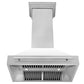 ZLINE 36" Satin Stainless Steel Wall Mount Range Hood with White Matte Shell and Stainless Steel Handle, 8654SNX-WM-36