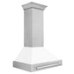 ZLINE 36" Satin Stainless Steel Wall Mount Range Hood with White Matte Shell and Stainless Steel Handle, 8654SNX-WM-36