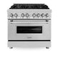 ZLINE Appliance Package - 36" Dual Fuel Range, Range Hood, Microwave Drawer, Dishwasher and Wine Cooler, 5KP-RARH36-MWDWV-RWV