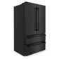 ZLINE Package - 48" Rangetop, Hood, Refrigerator, Dishwasher, Double Wall Oven in Black Stainless