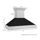 ZLINE 48" Satin Stainless Steel Wall Mount Range Hood with Black Matte Shell and Stainless Steel Handle, 8654SNX-BLM-48