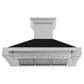 ZLINE 48" Satin Stainless Steel Wall Mount Range Hood with Black Matte Shell and Stainless Steel Handle, 8654SNX-BLM-48