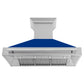 ZLINE 48" Satin Stainless Steel Wall Mount Range Hood with Blue Gloss Shell and Stainless Steel Handle, 8654SNX-BG48
