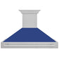ZLINE 48" Satin Stainless Steel Wall Mount Range Hood with Blue Matte Shell and Stainless Steel Handle, 8654SNX-BM-48