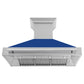 ZLINE 48" Satin Stainless Steel Wall Mount Range Hood with Blue Matte Shell and Stainless Steel Handle, 8654SNX-BM-48