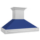 ZLINE 48" Satin Stainless Steel Wall Mount Range Hood with Blue Matte Shell and Stainless Steel Handle, 8654SNX-BM-48