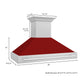 ZLINE 48" Satin Stainless Steel Wall Mount Range Hood with Red Gloss Shell and Stainless Steel Handle, 8654SNX-RG-48