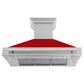 ZLINE 48" Satin Stainless Steel Wall Mount Range Hood with Red Gloss Shell and Stainless Steel Handle, 8654SNX-RG-48