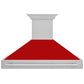 ZLINE 48" Satin Stainless Steel Wall Mount Range Hood with Red Matte Shell and Stainless Steel Handle, 8654SNX-RM-48